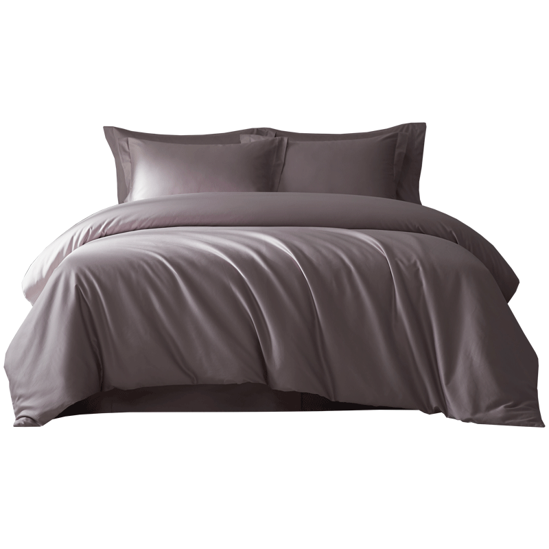 MIDO HOUSE Bedding Set, 400 Thread Count Cotton, All-Season Use, Class A, Suitable for Bare Sleeping, Pure Cotton Fitted Sheet Style Duvet Cover, 220*240 Cm, Light Lavender Purple