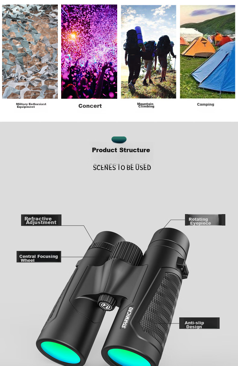 StarMICRO Binoculars 10x42 Waterproof High Magnification High Definition for Outdoor Children's Bird Watching And Photography, Concert Viewing 9