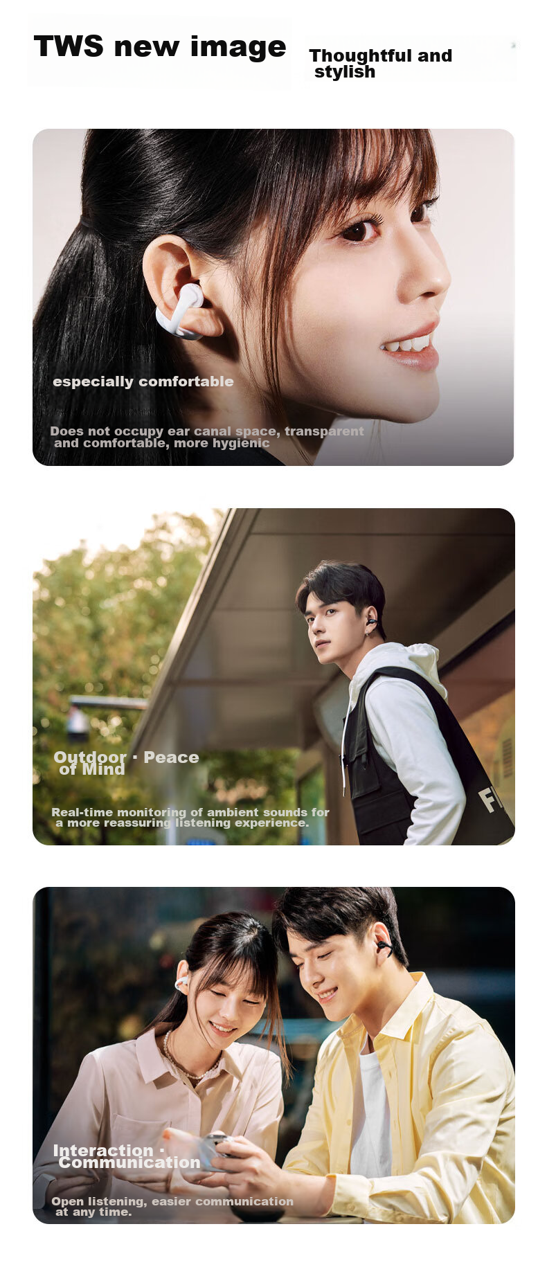 Guling EO SS900 Professional Bone Conduction Bluetooth Headphones, Clip-On Style, Sold by JD, Sports Running Open-Style Non-In Clip-On White 4