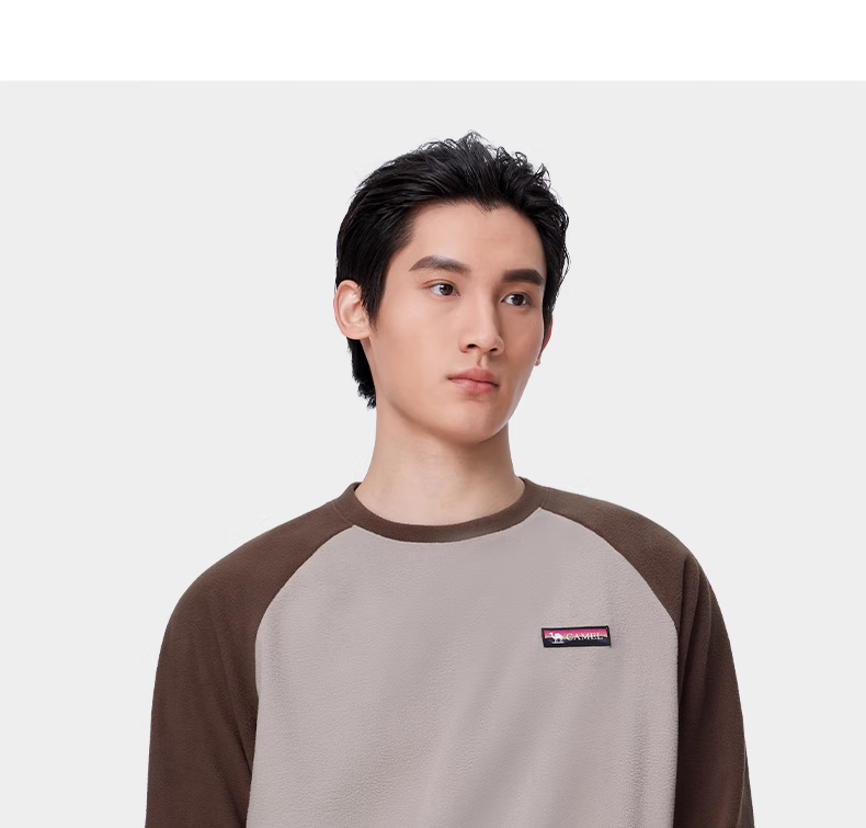 CAMEL Outdoor Fleece Jacket for Men, Inner Layer Autumn And Winter Long-Sleeve T-Shirt, 220g Lightweight Heat-Retaining, A14CA6K788, Phantom Black, L 16