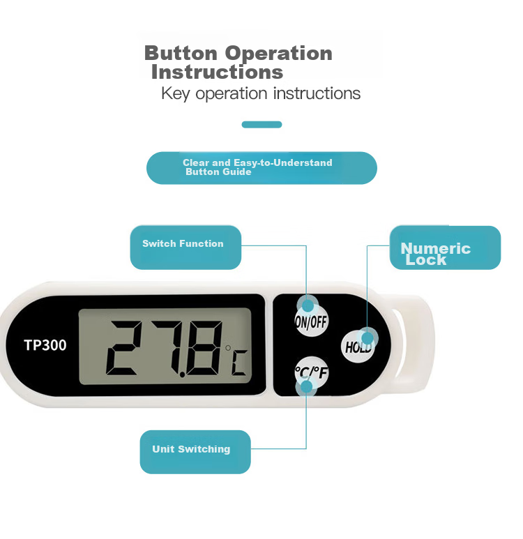 Baoshi Thermometer Probe Kitchen Baking Baby Milk Water Temperature Gauge Stainless Steel Automatic Power-Off Food Oil Thermometer 12