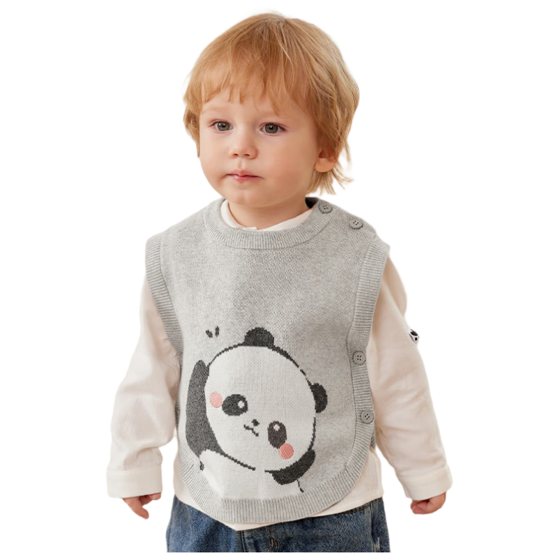 Beitais Children's Sweater Knitted Vest 2025 Autumn Winter New Boys Girls Baby Outerwear Sleeveless Jacket