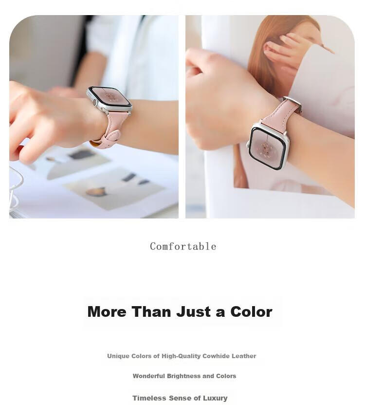 MSSM Suitable for Women's Apple Watch Band, Slim Waist Genuine Leather Apple Watch Strap for IWatch Ultra3/S11/10/9/8/Se3, Matcha Green, 44/45/46/49 7