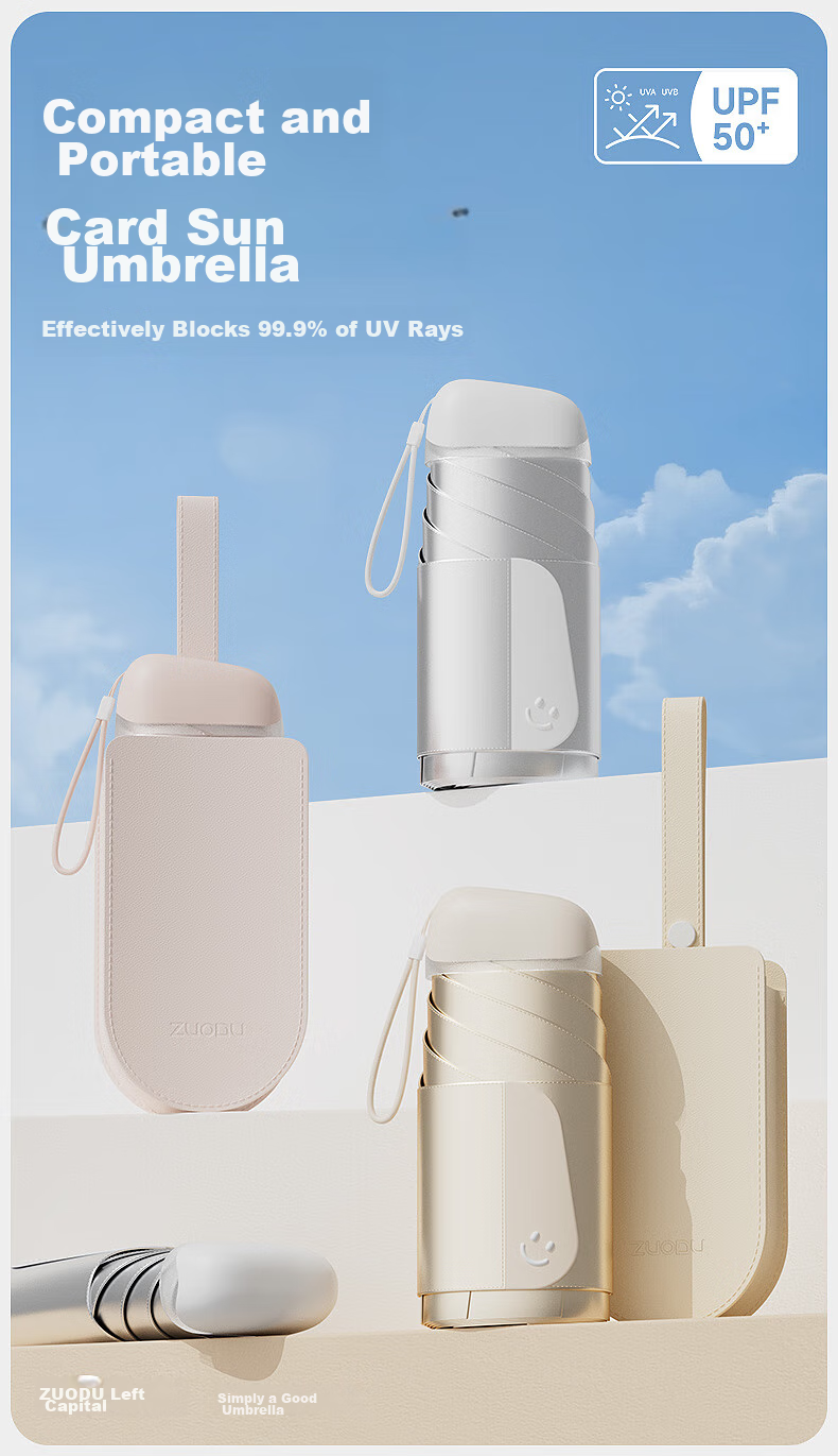 ZUODU Card Sun Umbrella, UV Protection, Dual-Use for Sunny And Rainy Days, Ultra-Lightweight, Compact, Portable, Stylish 1