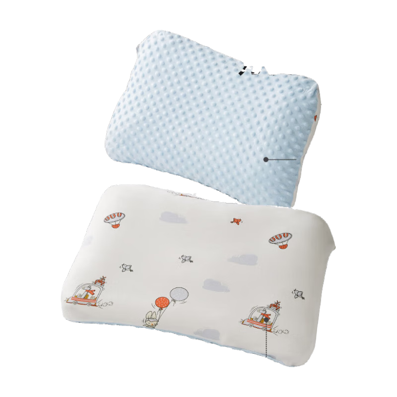 Shiyuejiejing Children's Pillowcase, Cotton Soft Plush, Comfortable Pressure Relief, Reversible (Pillow Core Not Included), Blue And White, 34*51cm