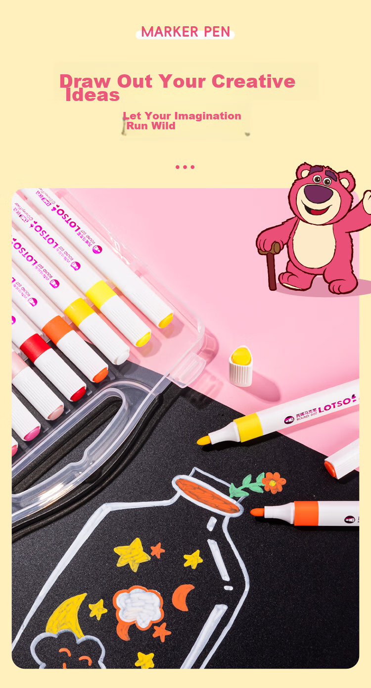 Disney Acrylic Markers, 12 Colors, Children's Doodle Drawing Pens, Quick-Drying, Elementary School Cartoon Waterproof Paint Pens, Elsa Princess Watercolor Pens 3