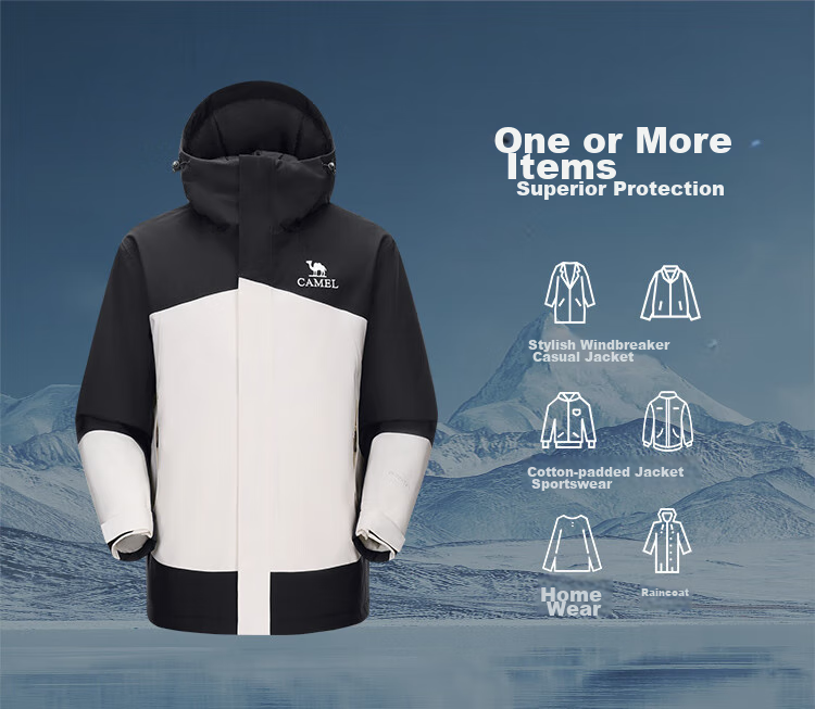 CAMEL Outdoor Padded Jacket AK80 Hard Shell Waterproof Cotton Coat for Men, Thickened Mountaineering Suit A14CF09733 11