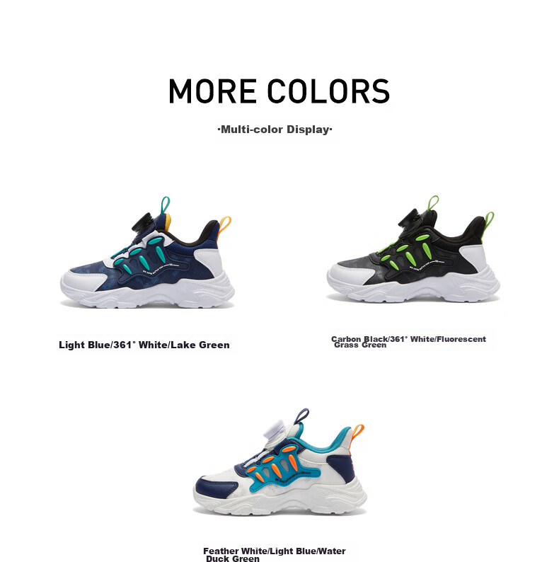 361° Children's Shoes, Kids' Sports Shoes, Winter Girls' Lightweight Leather Casual Shoes with Rotary Buckle, Blue, Size 32 42