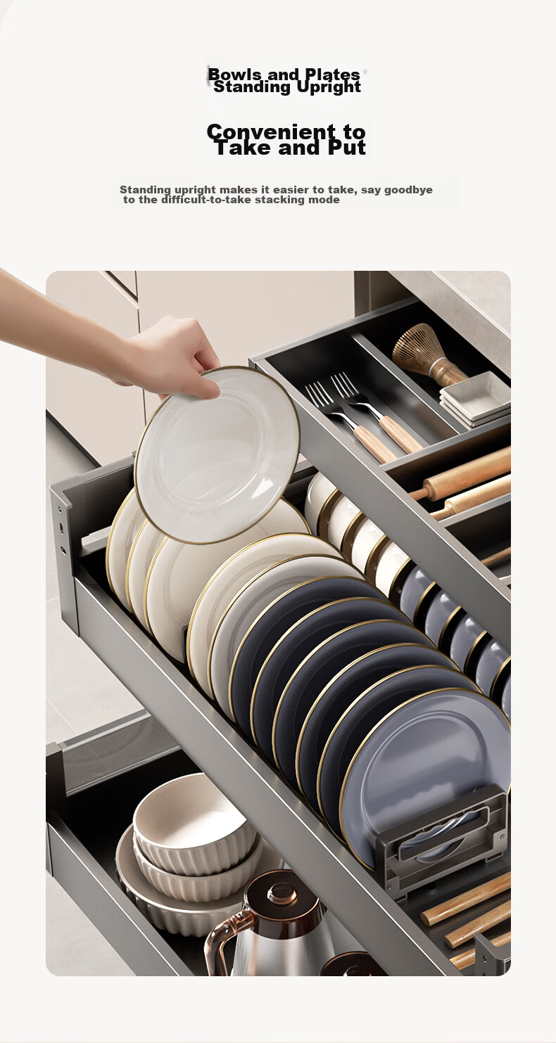 Cobbe Kitchen Pull-Out Basket, Upper And Lower Drawer Series, Three-Tier Space Aluminum Seasoning Bowl Rack Storage Shelf C01H244 Gun Gray 13