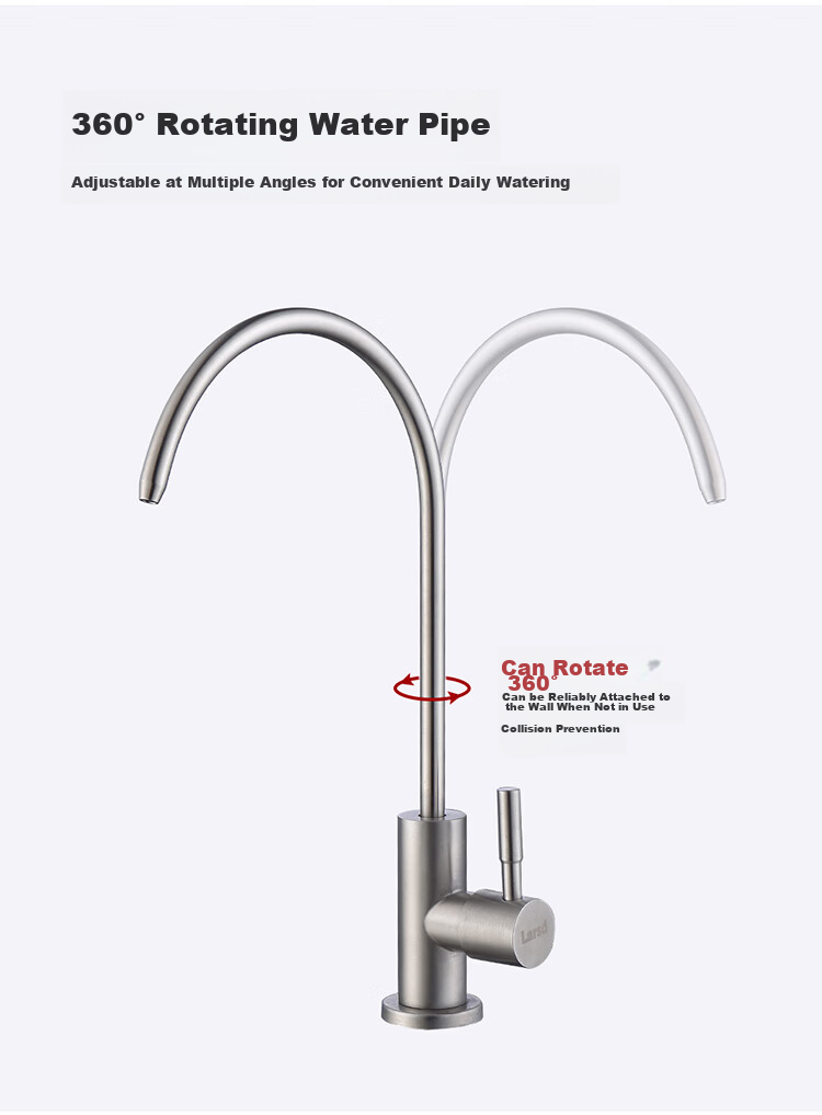 Larsd Direct Drinking Water Faucet, Kitchen Pure Water Purifier Tap, 4-Point Single Cold 304 Stainless Steel Faucet LD803 8