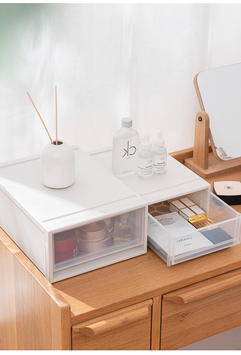 JEKO&JEKO Plastic Desktop Storage Box, Drawer-Style Office Desk Organizer, Storage Cabinet, Desk Organizer Box, Small Size, Pack of 3 15