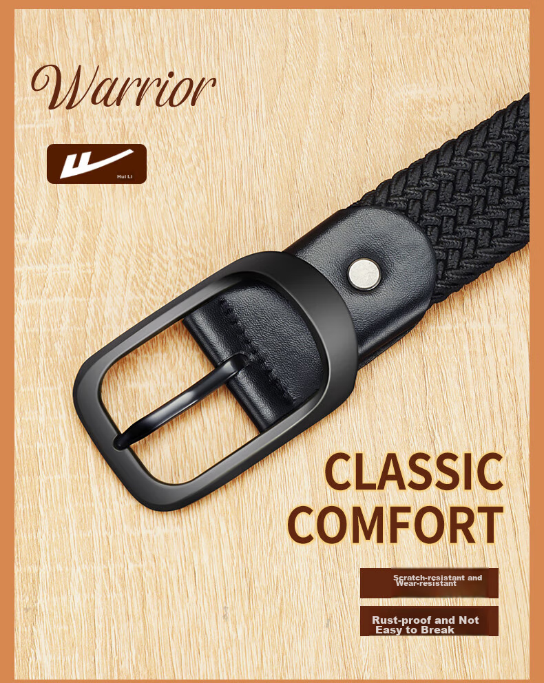 Huili Canvas Belt for Men And Women, No-Drill Tactical Elastic Woven Belt, Versatile Loose-Fit Trouser Belt 3