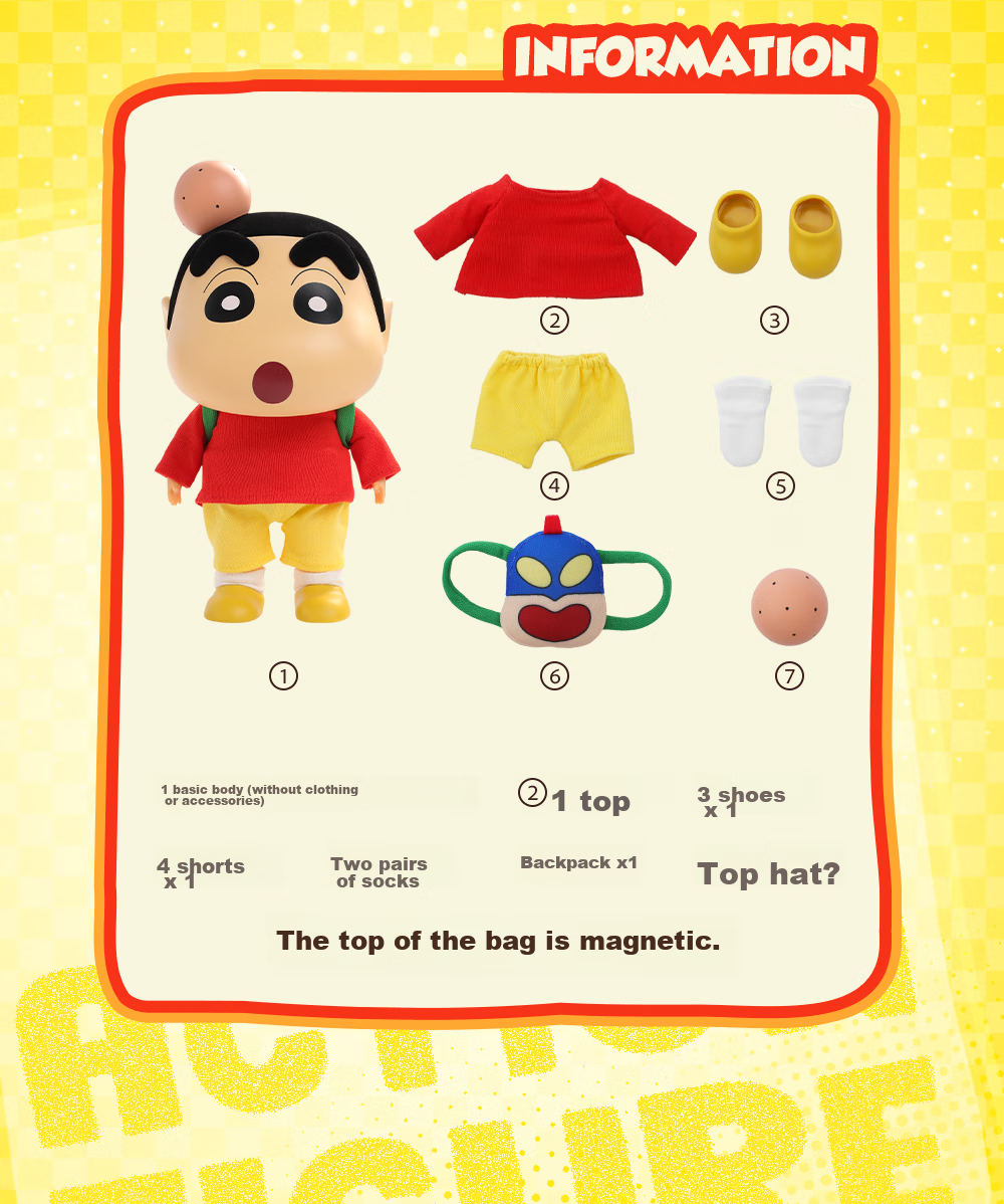 52TOYS Crayon Shin-Chan Articulated Figurine - Classic Design Version, Trendy Toy Doll, Action Figure, Collectible, Graduation Gift 12