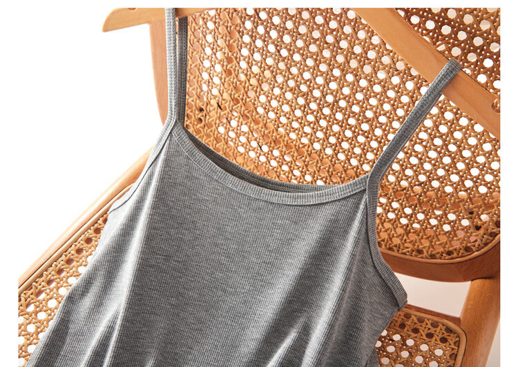 Dme Sleeveless A-Line Slightly Stretchy Vacation Style Thin Strap Dress for Women, Mid-Length, Charcoal Black, M 22