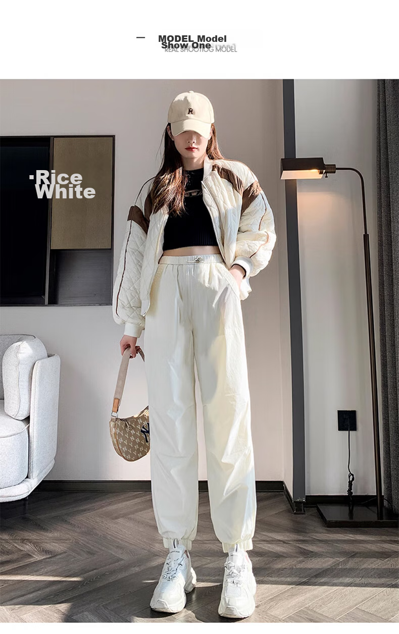 LangSha Women's Workwear down Pants [26 Autumn And Winter New Arrival], Outer Wear White Duck Down Pants, Cold-Resistant Cotton Pants, Northeast Extra Thick Warm Pants 26