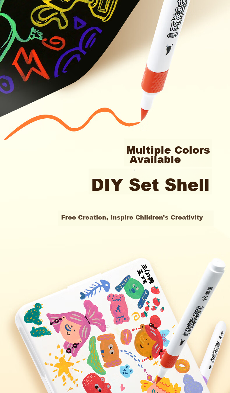 GRASP Acrylic Markers, 24 Colors, Soft Tip, Large Capacity, Stackable, Watercolor Pens, Skin-Friendly, Washable, Drawing Brushes, Children's Doodle Painting DIY, Birthday Gift for Boys And Girls 10