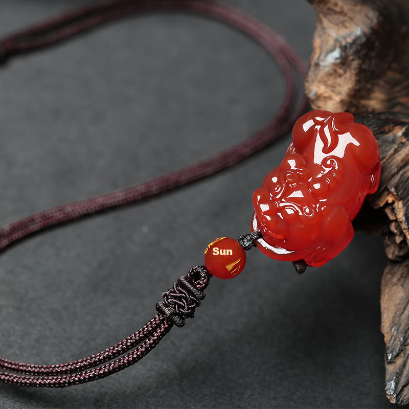 Cilingge Red Agate Pixiu Pendant, Puichu Pu Jewelry Pendant Necklace, Zodiac Year Gift, Amulet for Men And Wome 7