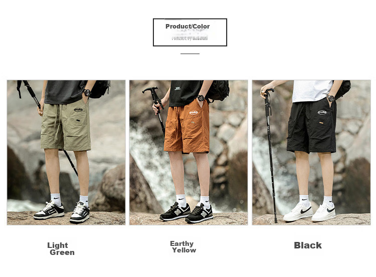 MMOPTOP Japanese-Style Outdoor Work Shorts for Men, Summer Trendy Straight-Leg Sports Casual Loose Pants CH04 Light Green 2XL 5
