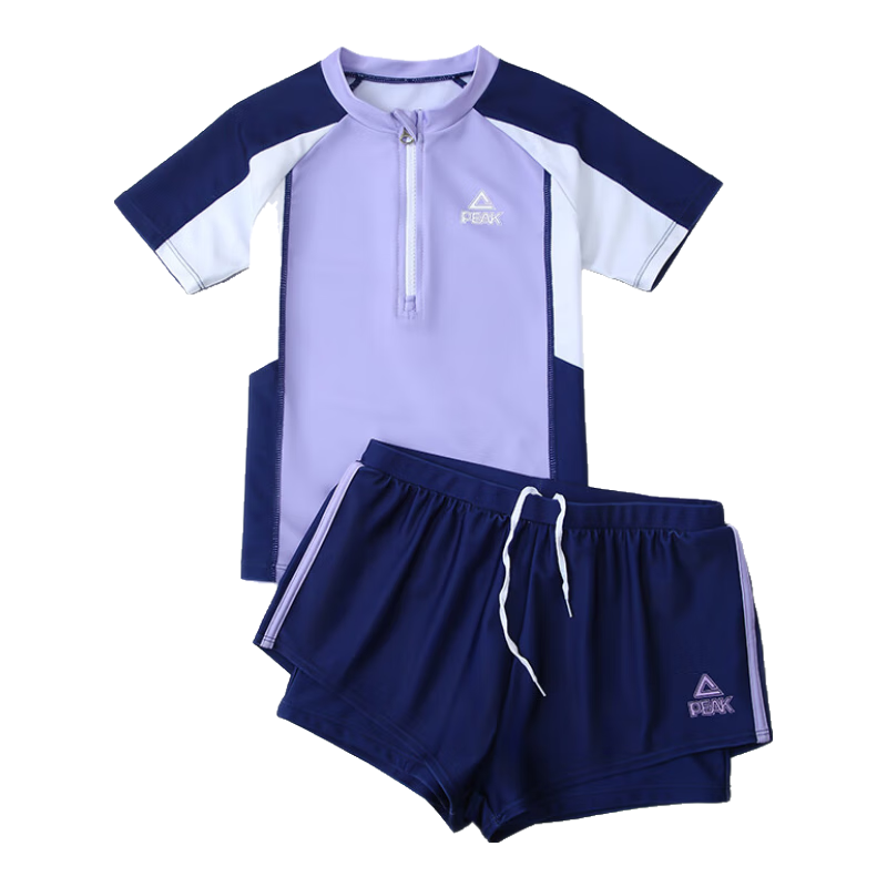 PEAK Children's Swimsuit Set for Girls, Two-Piece Swimwear for Small to Large Kids, Purple, Size 130