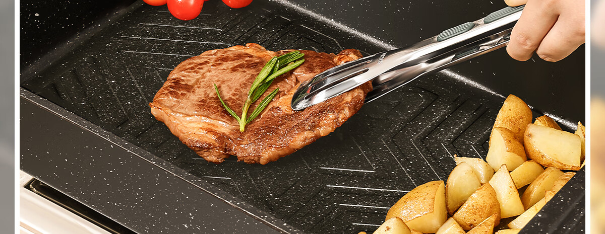 PAKCHOICE Rectangular Fish Grilling Pan with Lid, Specialized Grill Pan for Induction And Gas Stoves, Carbon Steel Non-Stick Baking Tray for Home Use 11