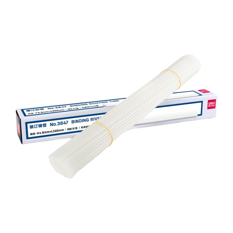 Deli (Deli) 3847Z Financial Binding Machine Dedicated Transparent Binding Rivets Φ4.8mm*500mm, 100 Pieces/box