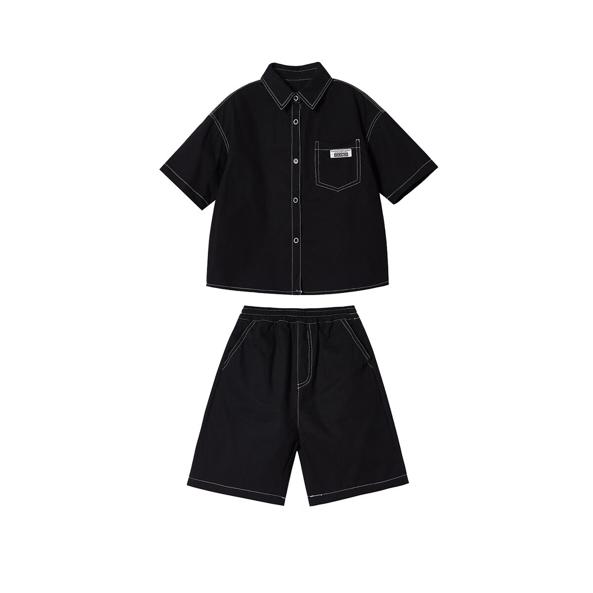 ASK JUNIOR Boys Summer Cotton Thin Short Sleeve Shirt and Shorts Running Two-Piece Set Kids 140 1