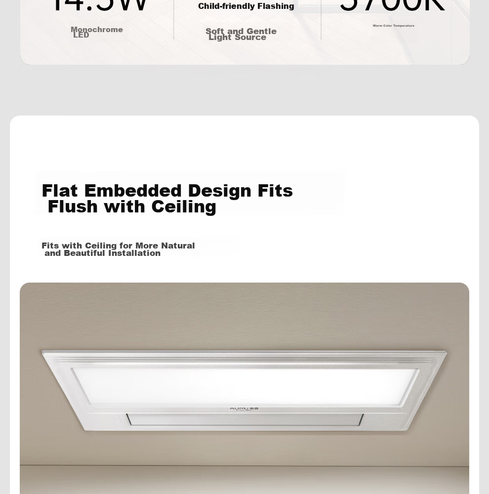 AUPU Wind Heating Bathroom Heater G Series Integrated Warmth Lighting Exhaust Fan with Adjustable Speed Strong/Weak Heating Bathroom Heater S11 24