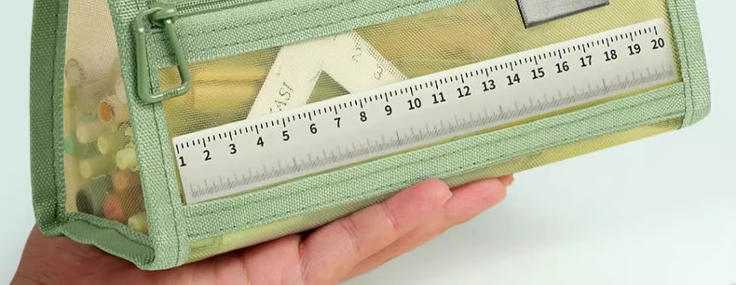 Mingyu Transparent Mesh Pencil Case for Middle School Entrance Exam, Double-Layered Transparent Stationery Box for Primary And Secondary School Students, Aesthetically Pleasing Simple Pencil Case for Boys And Girls, Avocado Gree 3