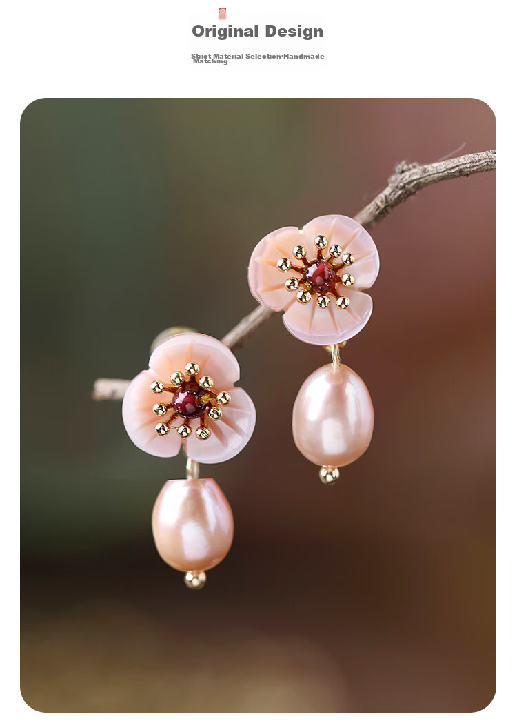 Fenghuangniepan Freshwater Pearl Earrings for Women, Elegant Stud Earrings with Niche Design, Earrings for Girlfriend's Birthday Gift 6
