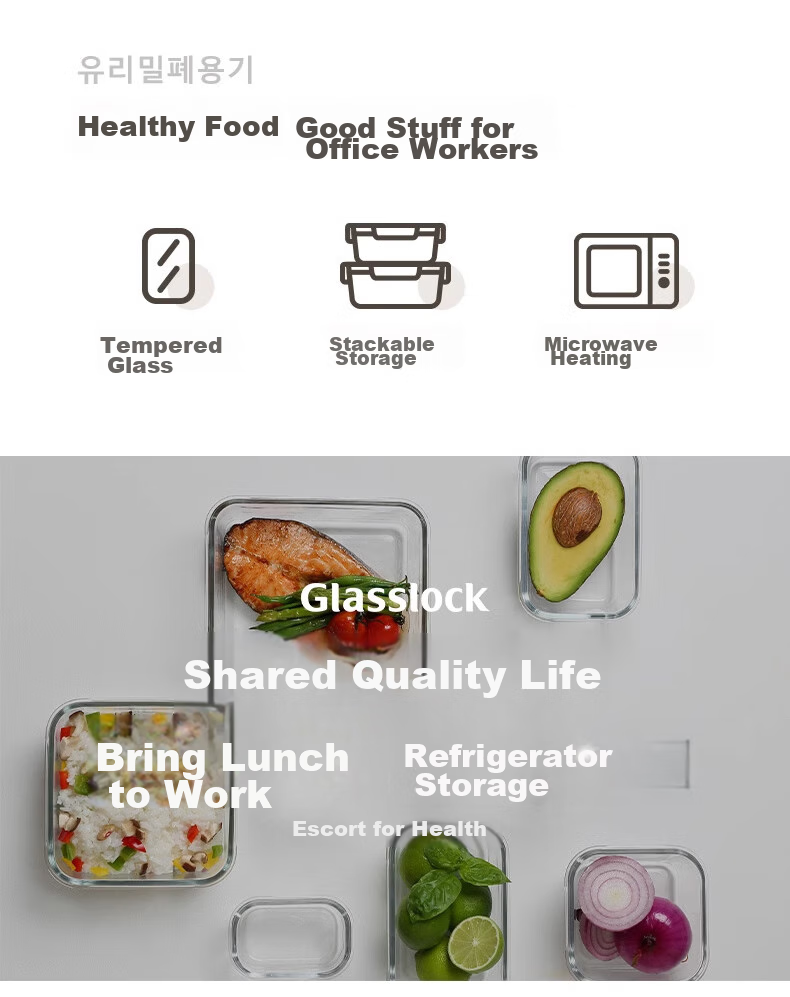 GLASSLOCK Food Storage Container, Refrigerator Organizer, Glass Lunch Box, Sealed, Heat-Resistant, Shatterproof, Noodle Bowl, Imported Round Shape, 720ml 2