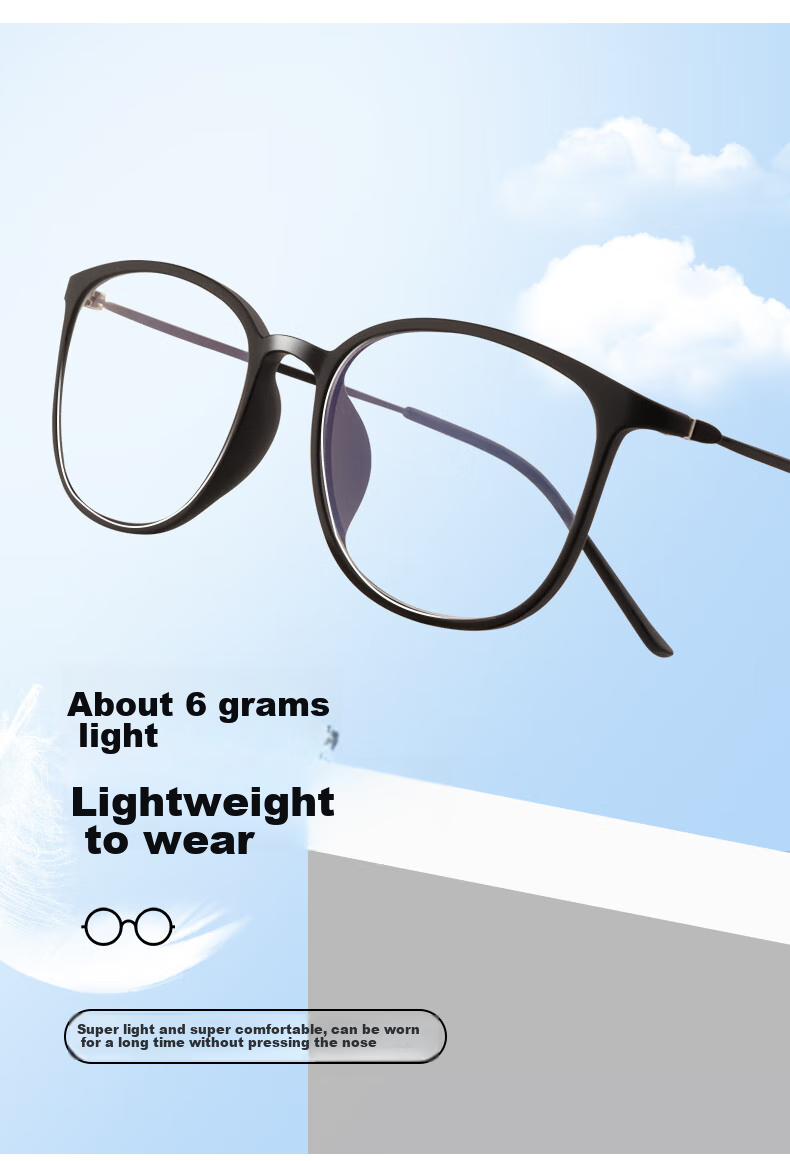 Gameking Blue Light Blocking Glasses Anti-Radiation Ultra-Light Titanium Frame Non-Prescription Myopia Glasses Frame with Prescription Lenses 8002 Transparent 4