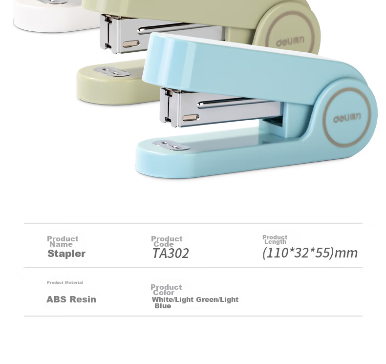 Deli (Deli) 12# Student Office Stapler, Macaron Color, Compatible with 24/6 Or 26/6 Staples, Green, TA302 16