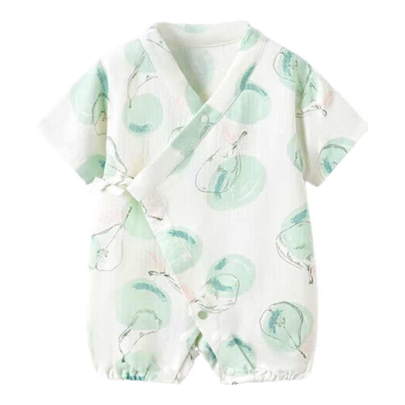 Babylove [Bobbly Fruit Tea] Infant Romper, Summer Bamboo Cotton Camellia Gauze, Thin Breathable Clothing for Baby Boys And Girls