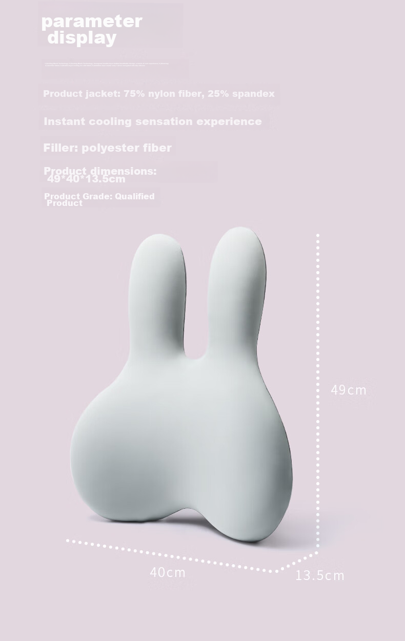 H.nos Big Rabbit Lumbar Support, Office Back Cushion, Car Pillow, Long-Sitting Waist Protector, Car Lumbar Support, Pearl Gray 14