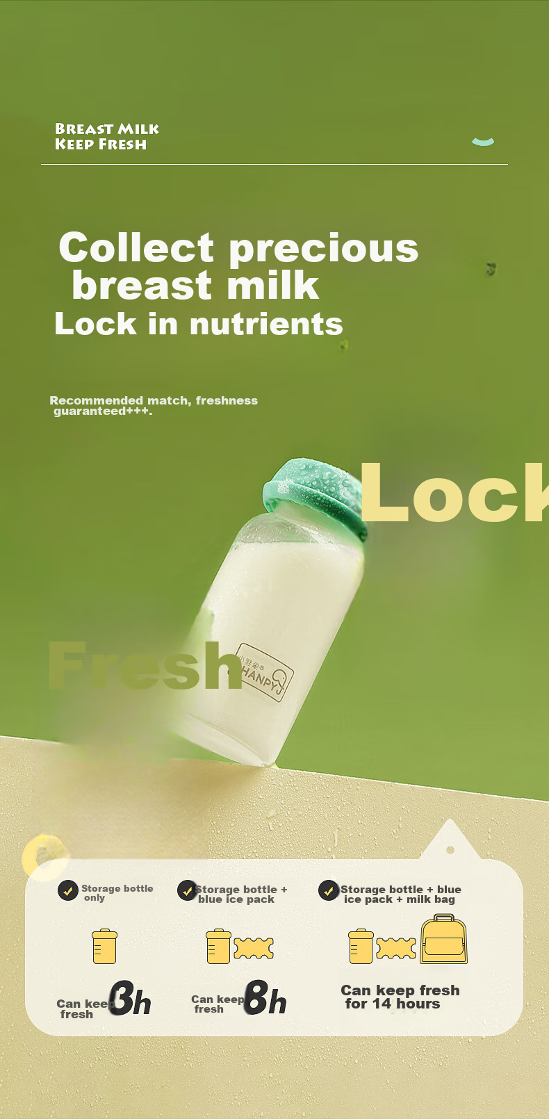 Xiaoyaxiang Glass Breast Milk Storage Bottle for Newborns, Wide Neck 180ml (Set of 2) 4