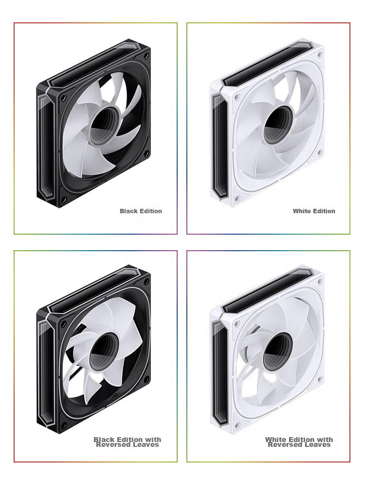 JONSBO FR-505B Iridescent Edition 12CM Case Fan (3-Sided & Axial Fan with Multi-Layer Mirror Effect/5V ARGB Motherboard Sync/PWM Male And Female Connectors) 6
