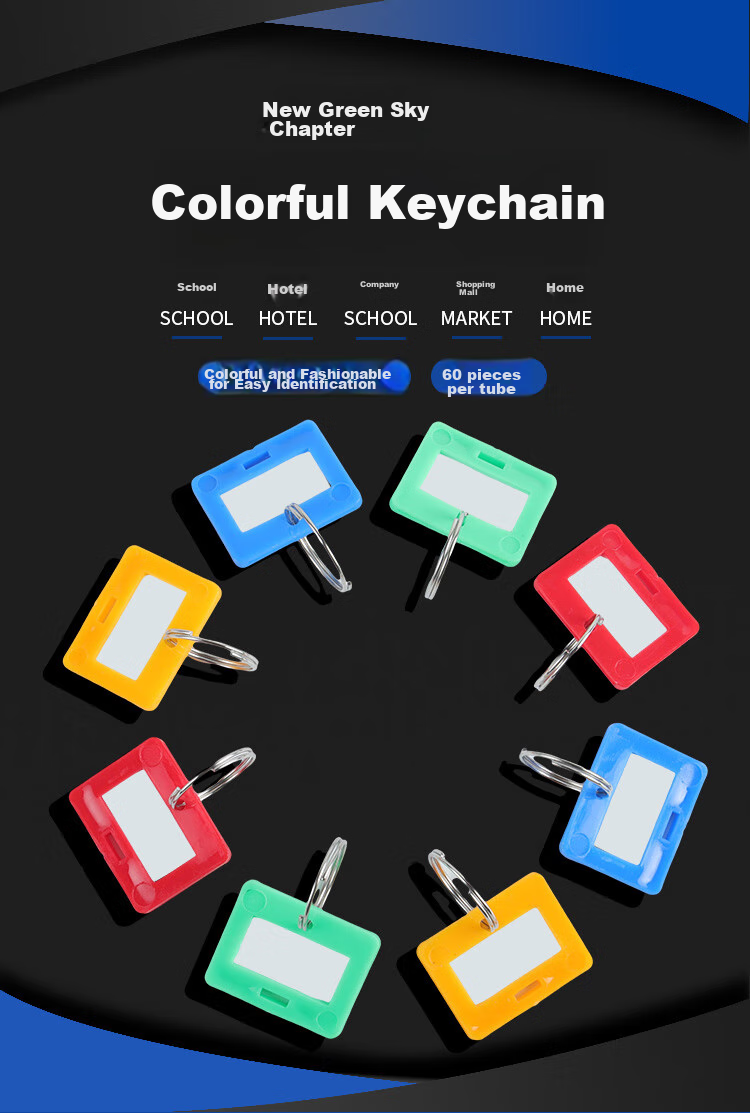 TANGO Key Tags, Small Colorful Single-Sided Flat Holes, 60 Pieces/tube, Four Colors, PET Tube Packaging, Label Tags for Hotels And Landlords, Large Keys, Customizable Classification Labels, Easy-To Key Tags 1