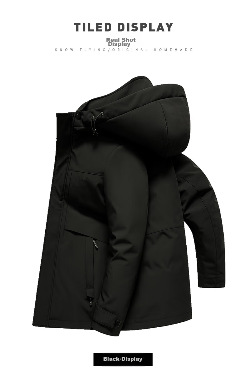 SNOWFLYING 90% Goose down Detachable Inner Liner down Jacket for Men, Autumn And Winter Season, Removable Hood, Windproof, Warm, Casual Versatile Coat 190 10