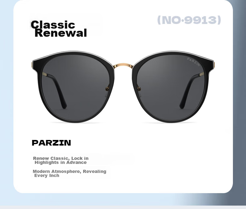 PARZIN Polarized Sunglasses for Women, Retro Large Frame Sun Protection Glasses, Driving Fashionable Sunglasses Gift PZ9913 5