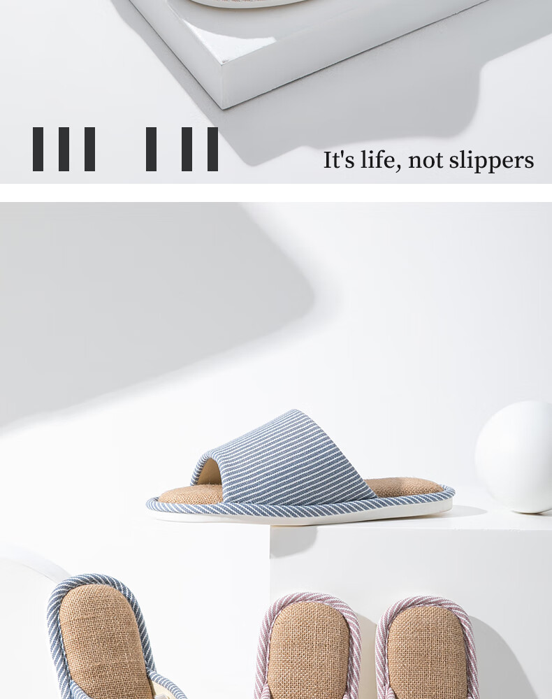 GUOLUOFEI Japanese-Style Linen Slippers for Men, Home Cotton And Linen Casual Couple Slippers for All Seasons, Khaki Color, Size 40-41 2