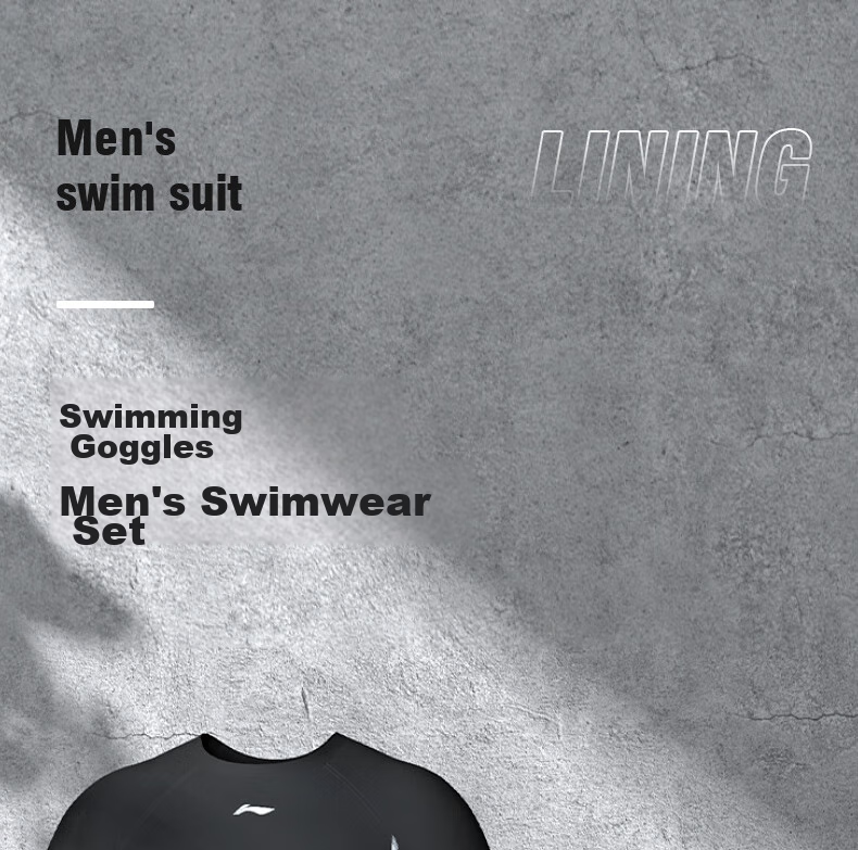 Li-Ning Swimming Trunks for Men, Double-Layer Anti-Embarrassment Swimwear Set, Comfortable High-Elasticity Water And Land Dual-Use Two-Piece Set, 02-81 Black XL 2