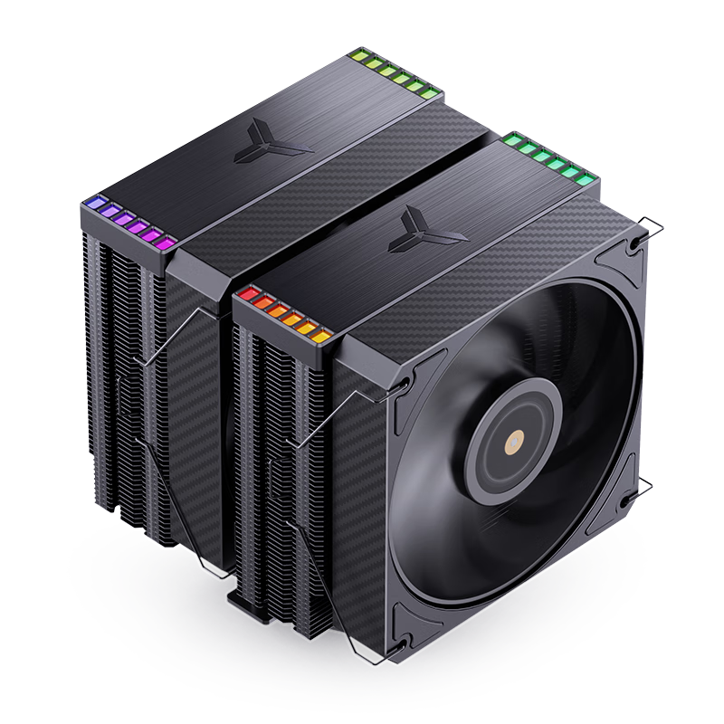 JONSBO HX6280 Black Dual-Tower CPU Cooler (6 Heat Pipes/Fin/Brass Base Brazing/Aluminum Brushed Top Cover/130+120mm High-Performance PWM Fan)