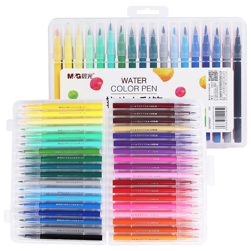 M&G Stationery, 36 Colors Soft-Tip Watercolor Markers, Washable, for Outlining And Drawing, Elastic Tip, Children's Art Supplies, Birthday Gift, ACP95807