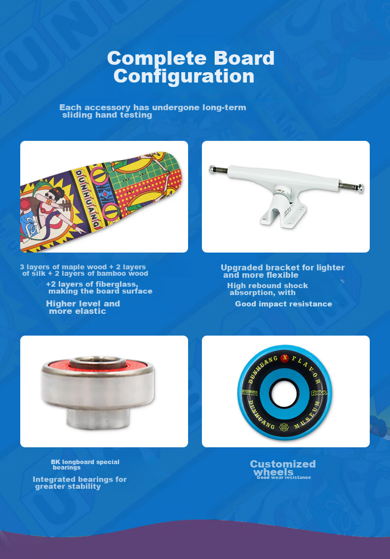 Flavor Boiling Point Dunhuang Collaboration Skateboard, Longboard, Professional Board for Beginners, Dancing Street Board, Dance Board, Pink Patter 4