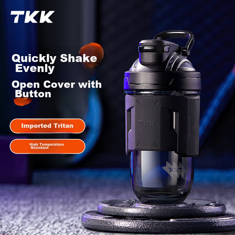 Бутылка для воды TKK Sports, большой объем, для фитнеса, тренировок, студенческая, военная, для мужчин, термостойкая, для протеинового коктейля, 700 мл, черная