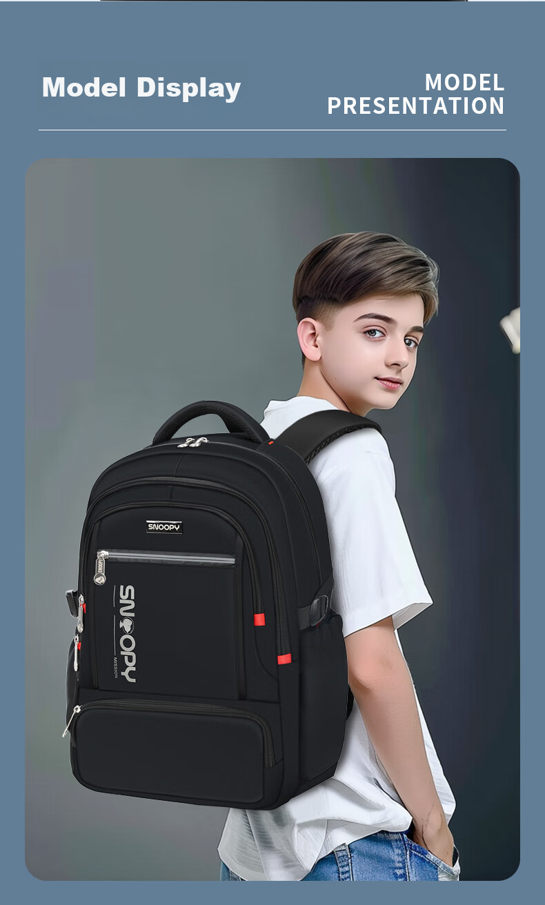 SNOOPY Backpack for Middle School Boys And College Students, Large Capacity Multifunctional Laptop Bag Travel Backpack, Blue 35L 37