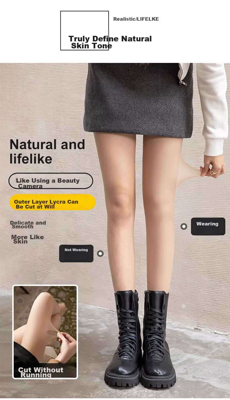 LangSha Detachable Leggings for Women, Bare Leg Effect, Stockings for Autumn And Winter, Double-Layered Fake Translucent Skin, Thickened And Fleece-Lined, Suitable for Outdoor Wear 17