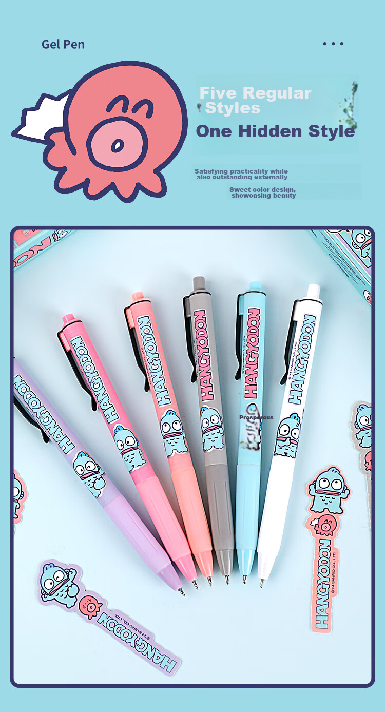 GuangBo Blind Box Pen, Retractable Gel Pen, 1 Piece, Sanrio Mermaid Hattori Official Collaboration Signature Pen, 0.5mm Black Pen with ST Tip, Exam Pen, Aesthetically Pleasing Stationery Gift, KT82135 2