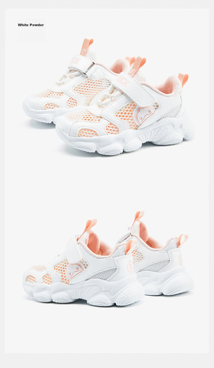 B.Duck Children's Sports Shoes for Boys And Girls, Summer White Sneakers with Single Mesh Breathable Design, Running Shoes 5001 White And Pink Size 33 12