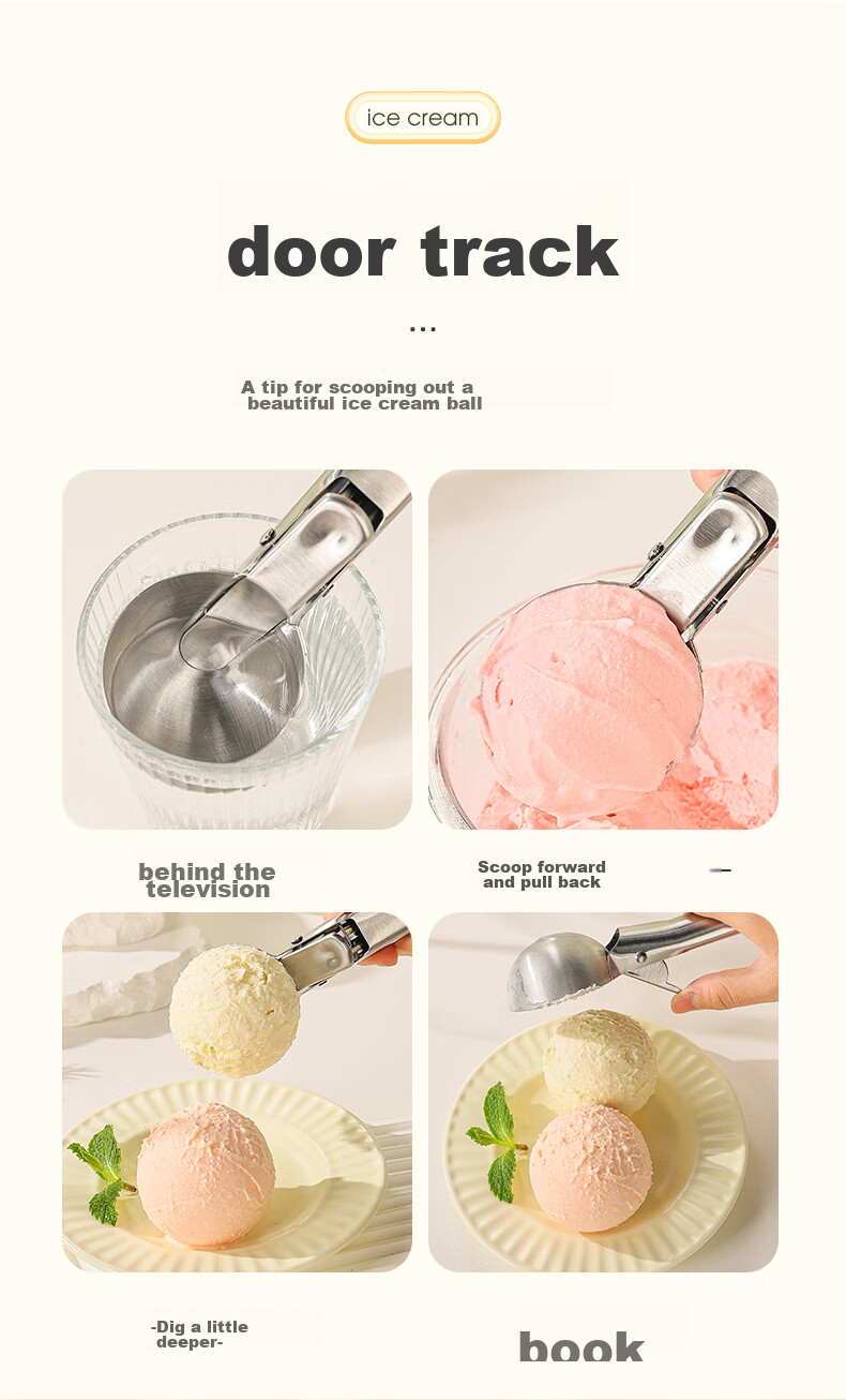 Guangyi Ice Cream Spoon, Popsicle Scoop, Ice Cream Scoop, Watermelon Scoop, Stainless Steel Fruit Baller, GY7914 5